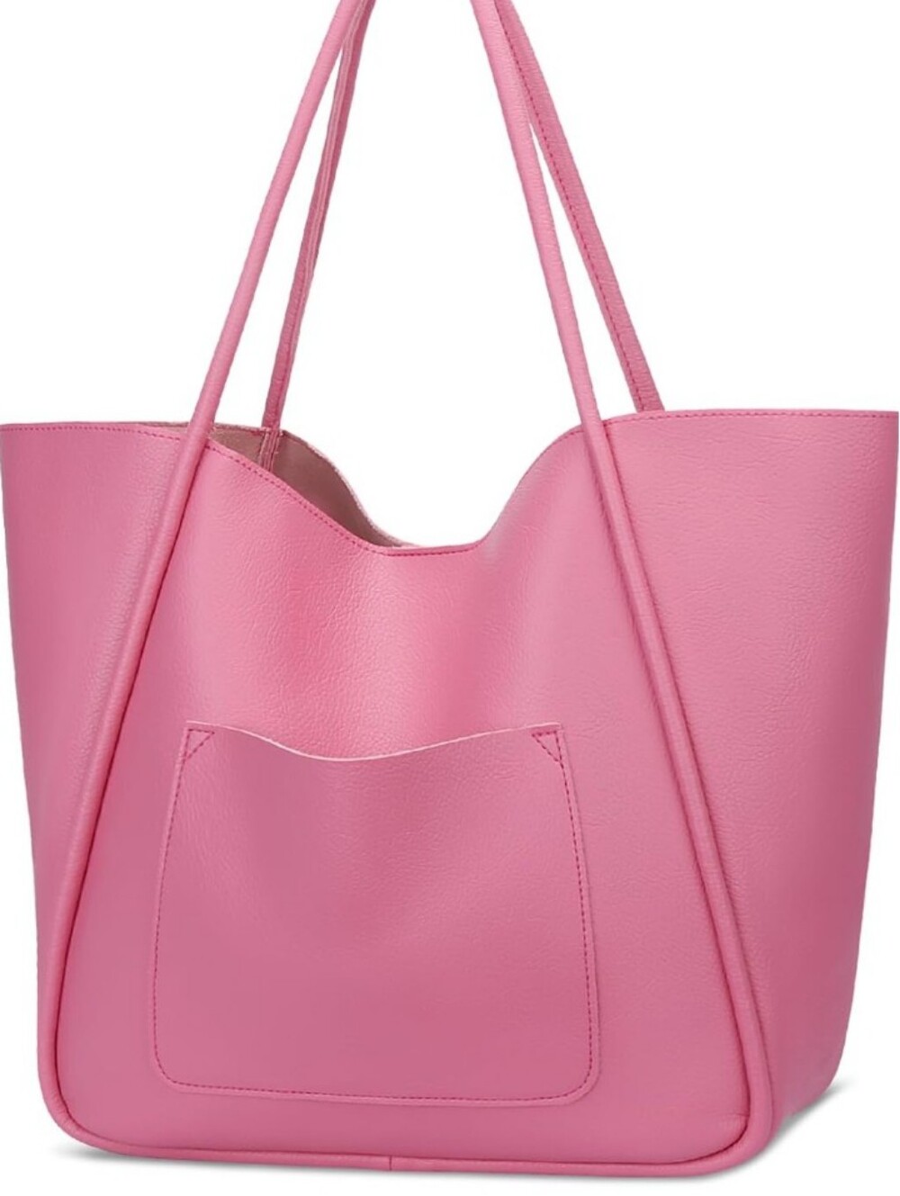 Large Vegan Leather Tote Bag Oversized Shoulder Handbag Travel Beach Pink